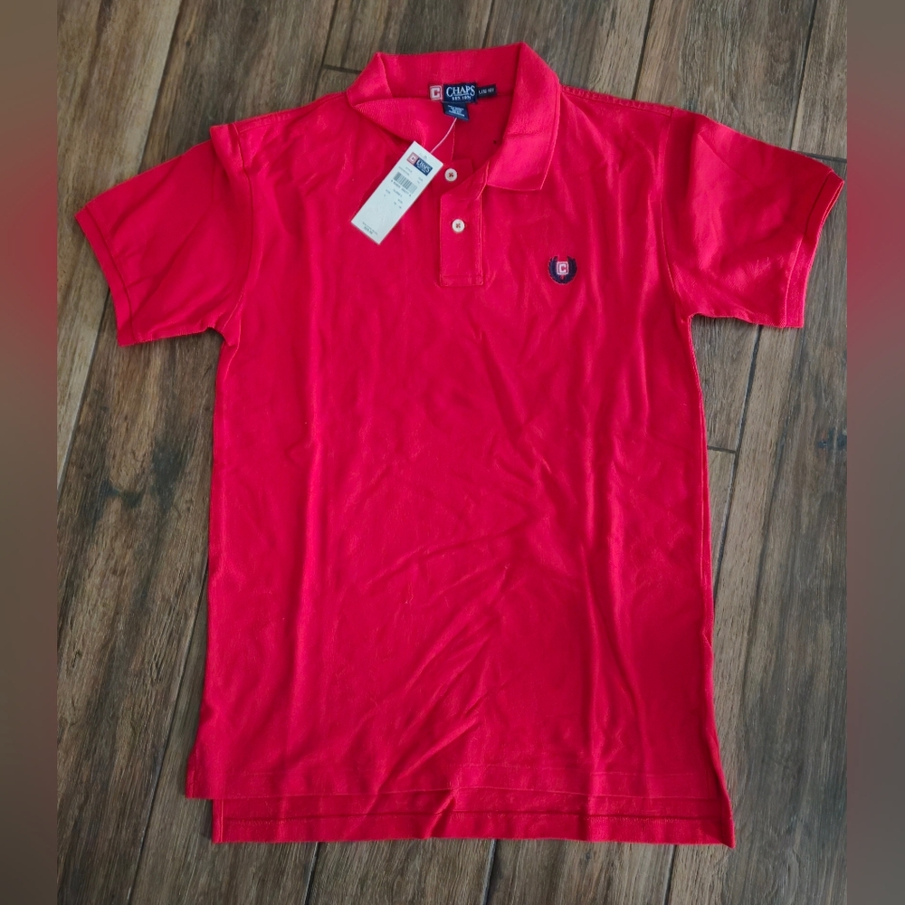 Chaps Kids Red Polo Shirt Short Sleeve Cotton Size L 16-18 NWT